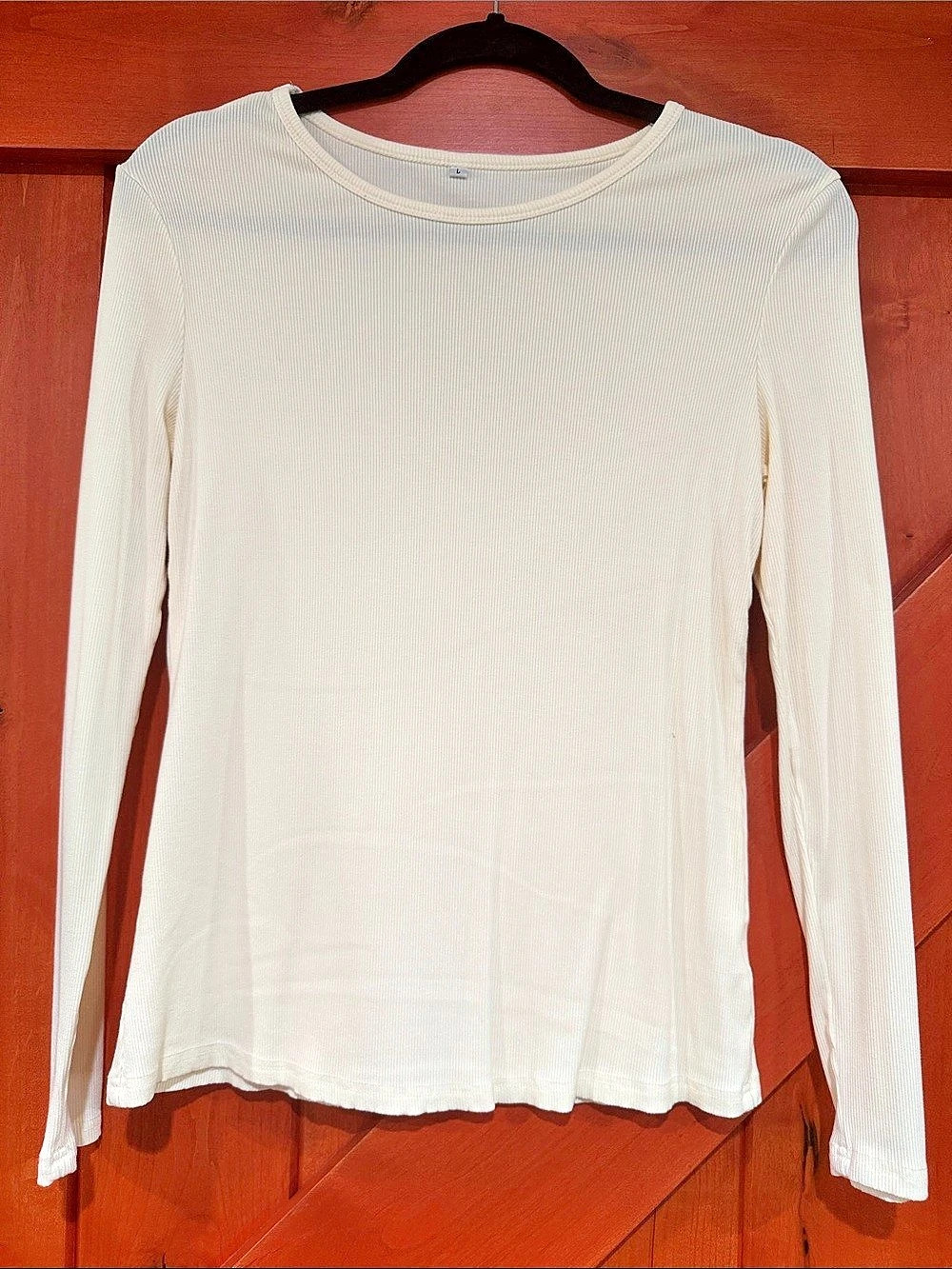 Ribbed Long Sleeve Top in Cream